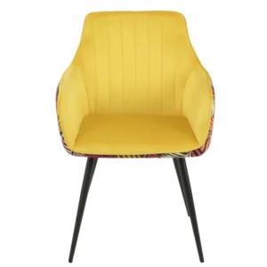mobiliario-contract-sillon deva metal tapizado velvet amarillo con trasera floral a juego 3 3